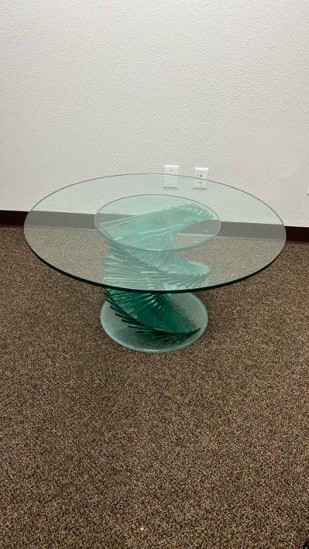 Photo 2 of NEW GLASS STAIRCASE COCKTAIL TABLE 36" ROUND 