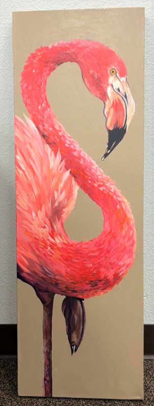 Photo 1 of PINK FLAMINGO STRETCHED CANVAS 12” x 36”