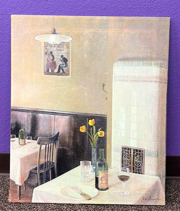 Photo 1 of ARTWORK "TABLE FOR ONE" SIGNED FRAMED 21” x 25 1/2”