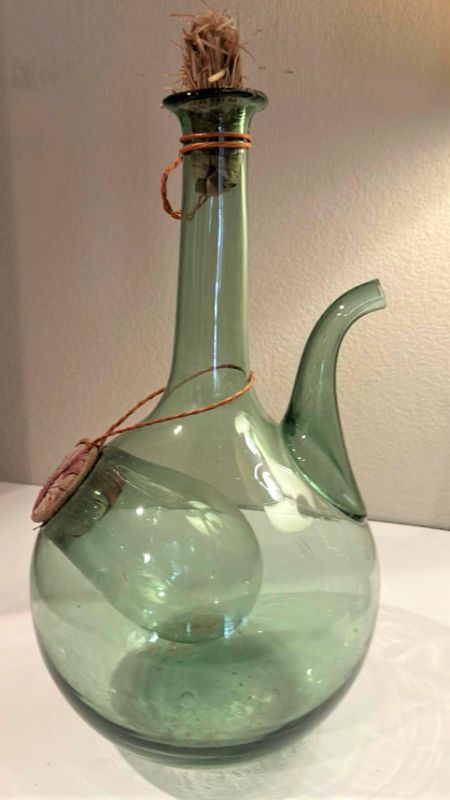 Photo 1 of VINTAGE HAND BLOWN WINE DECANTER W ICE CHAMBER H12”