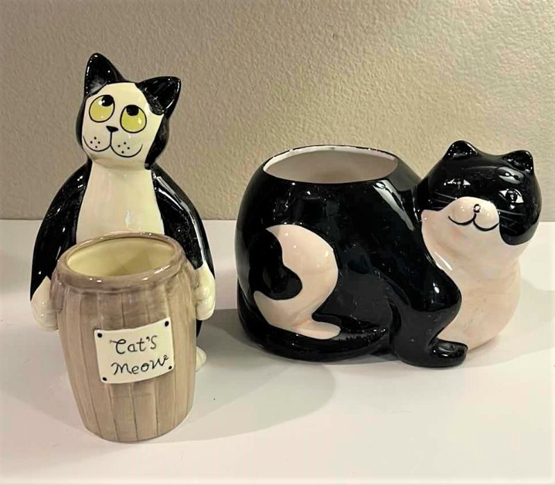 Photo 1 of HOME DECOR - 2 COLLECTIBLE PORCELAIN CATS
