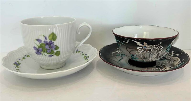 Photo 1 of 2 PORCELAIN COLLECTIBLE TEACUPS AND SAUCERS