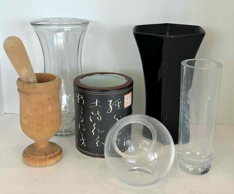 Photo 1 of HOME DECOR - VASE COLLECTION AND WOOD MORTAR AND PESTLE
