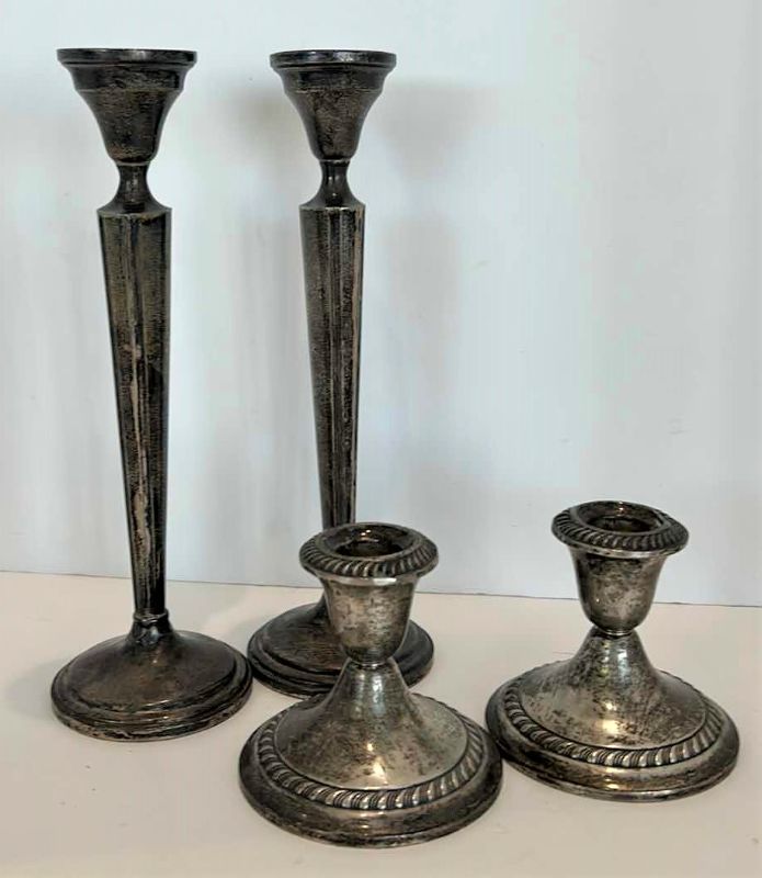 Photo 1 of 4 STERLING SILVER CANDLE HOLDERS
