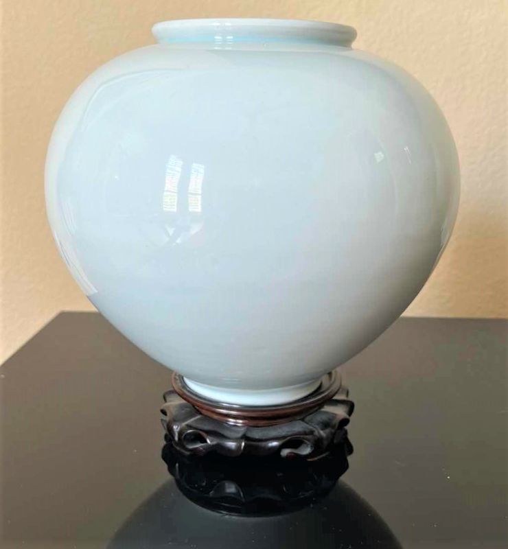 Photo 1 of KOREAN POTTERY WITH STAND 9 1/2” x 8.5”