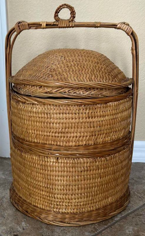 Photo 1 of VINTAGE ASIAN HANDWOVEN WEDDING BASKET 12” x 16”