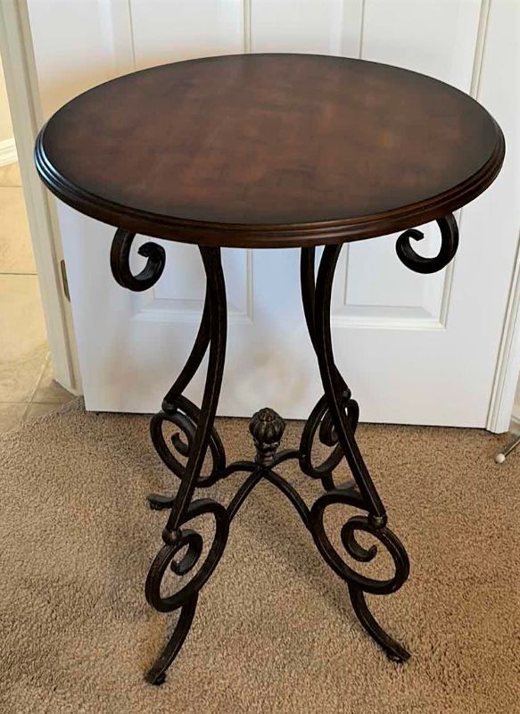 Photo 1 of Metal and wood accent table 20” x 29”