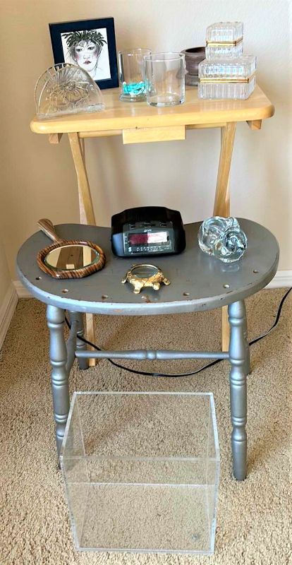Photo 1 of Home decor and more -TV, tray, silver bench, acrylic box, and trinkets