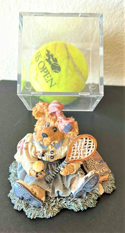 Photo 1 of 2 Tennis collectibles - tennis ball from the US open & Boyds Bear numbered tennis bear