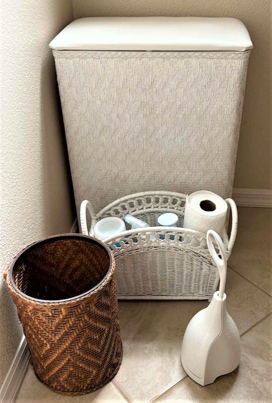 Photo 1 of Bathroom assortment - hamper, waste basket and more