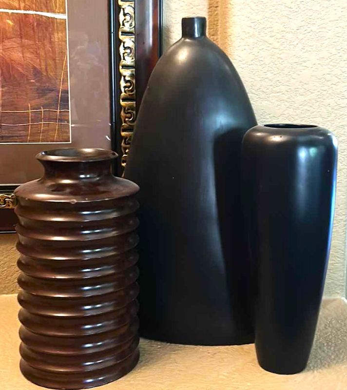 Photo 1 of 3 PC HOME DECOR - WOOD VASES (TALLEST 14” x H20”)