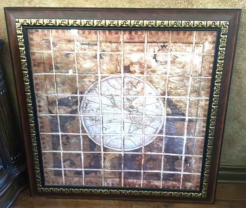 Photo 1 of OLD WORLD MAP ORNATE FRAMED ARTWORK 42 1/2” x 42 1/2”