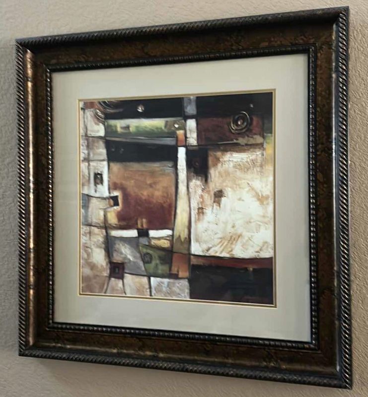 Photo 1 of ABSTRACT GOLD EMBELLISHED FRAMED ARTWORK 32” x 32”