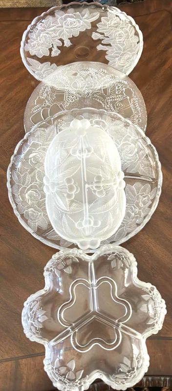 Photo 1 of 5 PC - CRYSTAL AND LEAD CRYSTAL ASSORTED PLATES, TRAYS & DISHES