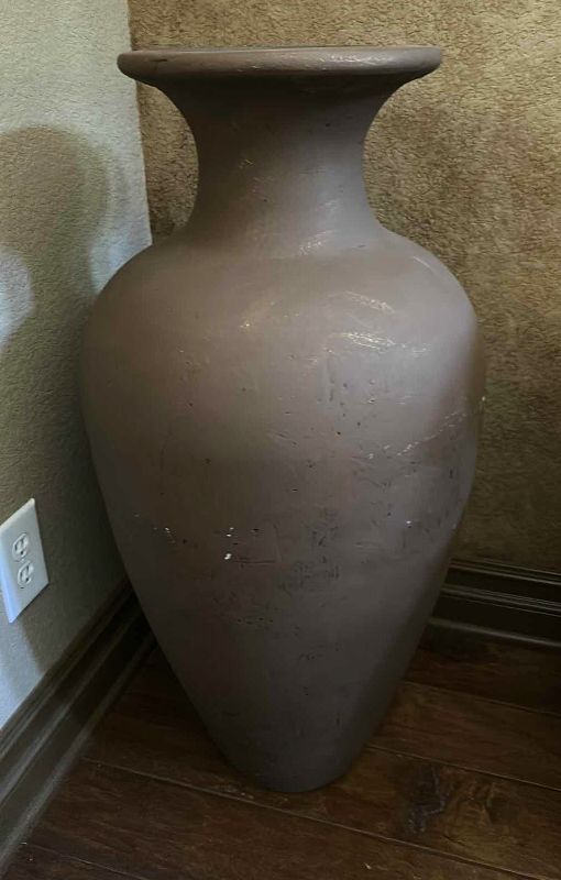 Photo 1 of HEAVY BROWN CERAMIC VASE H34"