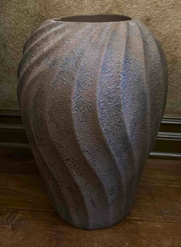 Photo 1 of HEAVY SCULPTED CERAMIC VASE H18.5"