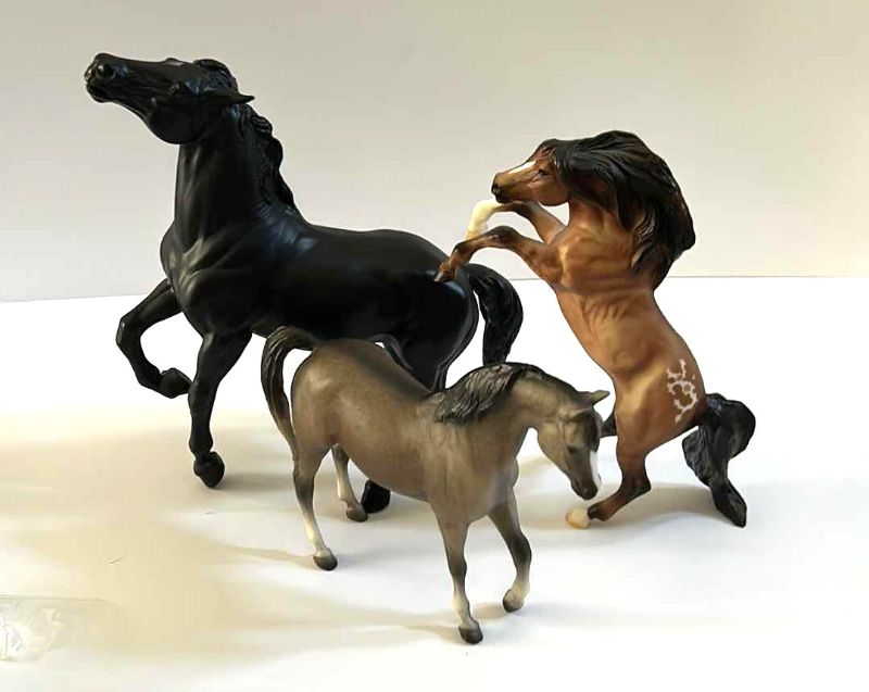 Photo 1 of 3 RESIN HORSE FIGURINES (THE TALLEST IS 10.5")