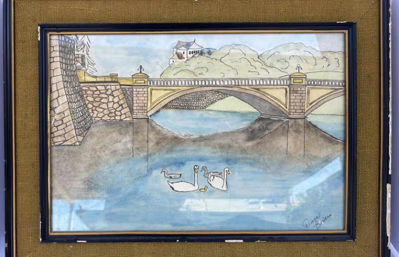 Photo 1 of SIGNED WATER COLOR “SWANS” FRAMED ARTWORK 23” x 17 1/2” 