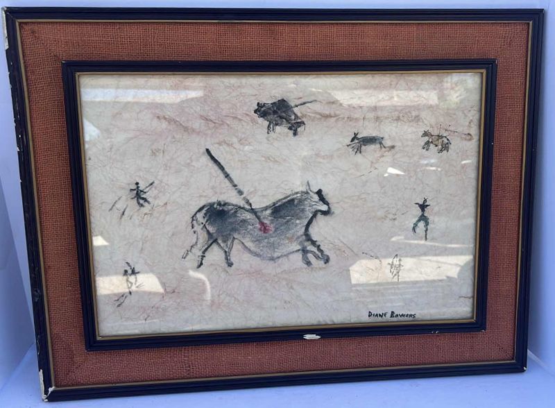 Photo 1 of SIGNED “HUNTING” ARTWORK FRAMED 22” x 17”