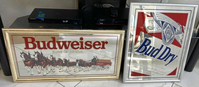 Photo 1 of 2 BUDWEISER DECORATED MIRRORS 27“ x 14“ AND 16 1/2 X 21"