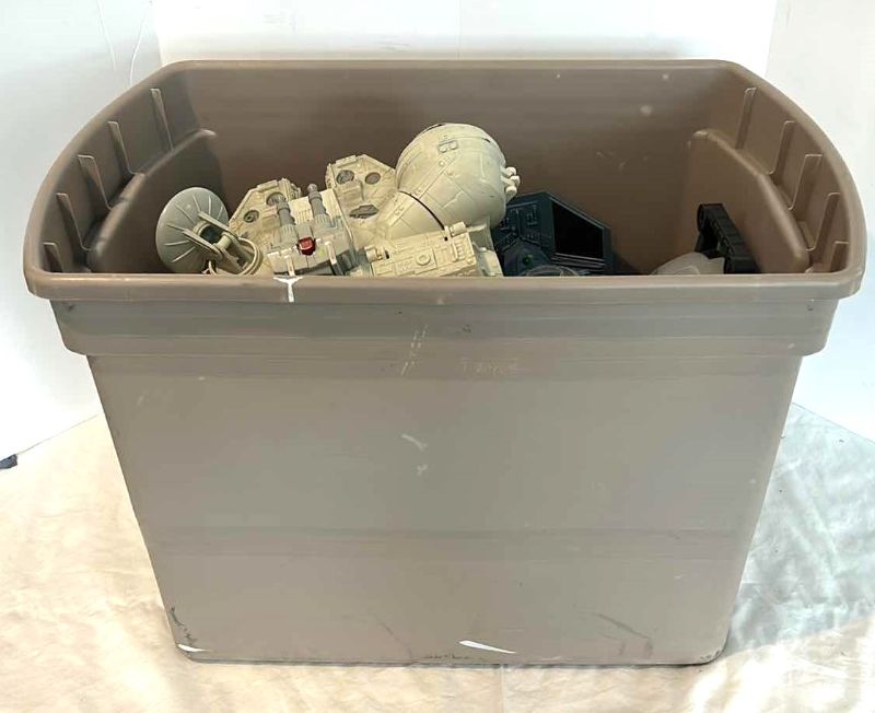 Photo 1 of CRATE WITH COLLECTIBLE STAR WARS MODELS