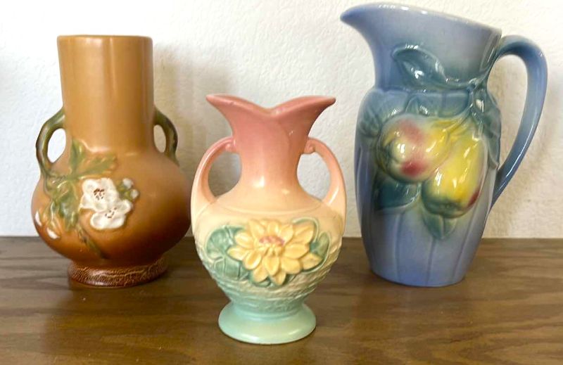 Photo 1 of 3 VINTAGE COLLECTIBLE VASES ALL STAMPED, ROYAL COPLEY, HULL ART AND MORE (TALLEST H8”)