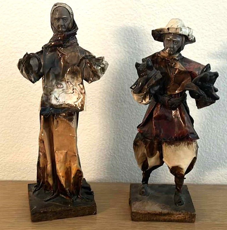 Photo 1 of 2 VINTAGE PAPER MACHE FIGURES TALLEST 13”