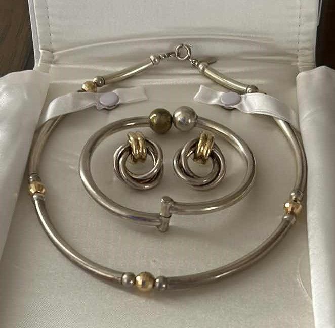 Photo 2 of 14K GOLD AND STERLING JEWELRY SET WITH BOXES AND STORAGE