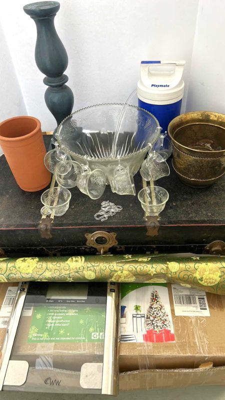 Photo 8 of MISC HOUSEHOLD ITEMS, WEIGHTS WATCHERS SCALE, PUNCH BOWL W CUPS, CHRISTMAS TREE AND MORE