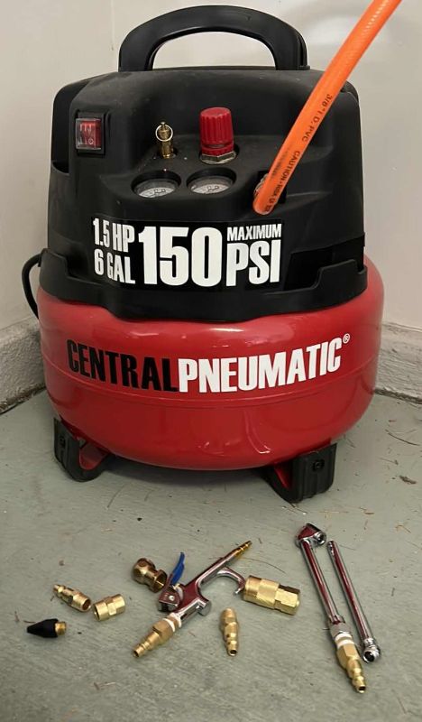Photo 1 of CENTRAL PNEUMATIC AIR COMPRESSOR (TESTED) w NOZZLES.