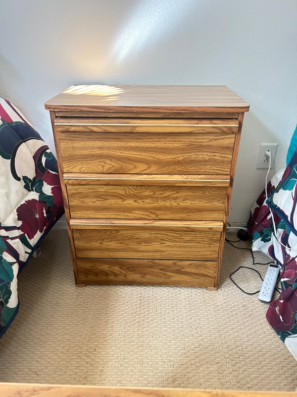 Photo 4 of 2 WOOD NIGHTSTANDS- SMALL 19” x 16” x 19” LARGE 23” x 16” x 28”