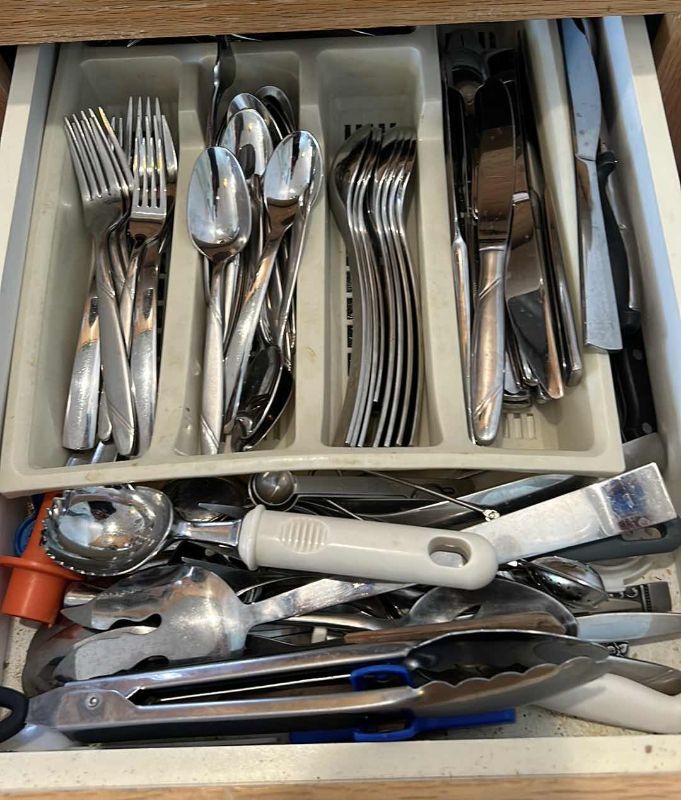Photo 1 of CONTENTS OF KITCHEN DRAWER -  ONEIDA SILVERWARE AND MORE