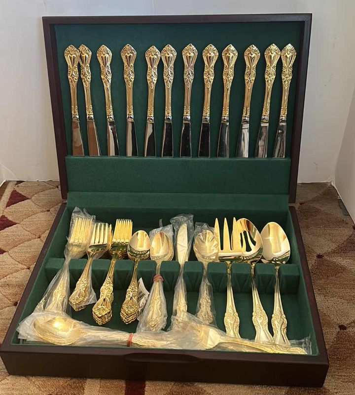 Photo 1 of 65 PC GOLD BOXED FINE SILVERWARE SET