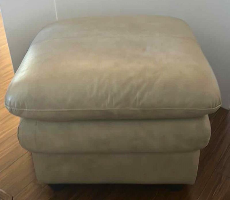 Photo 1 of LIGHT TAN 27” FAUX LEATHER OTTOMAN