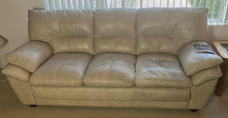 Photo 1 of LIGHT TAN 7’ FAUX LEATHER SOFA