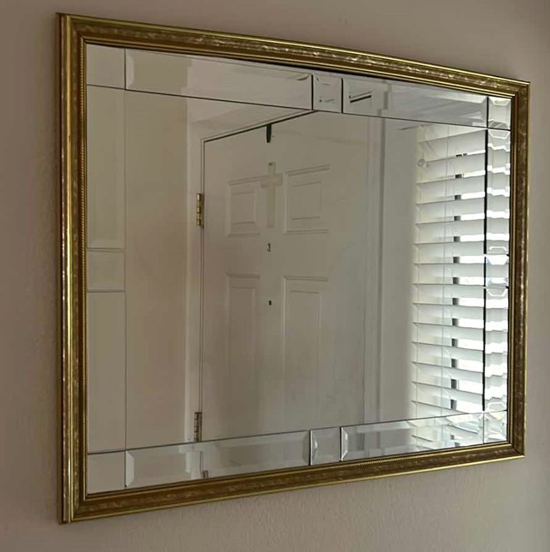 Photo 1 of BEVELED GLASS MIRROR WITH GOLD FRAME 30“ x 24“