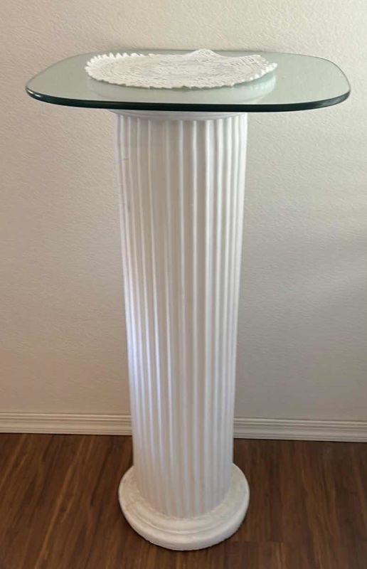 Photo 1 of PILLAR PEDESTAL W GLASS TOP 18“ x 36 1/2“