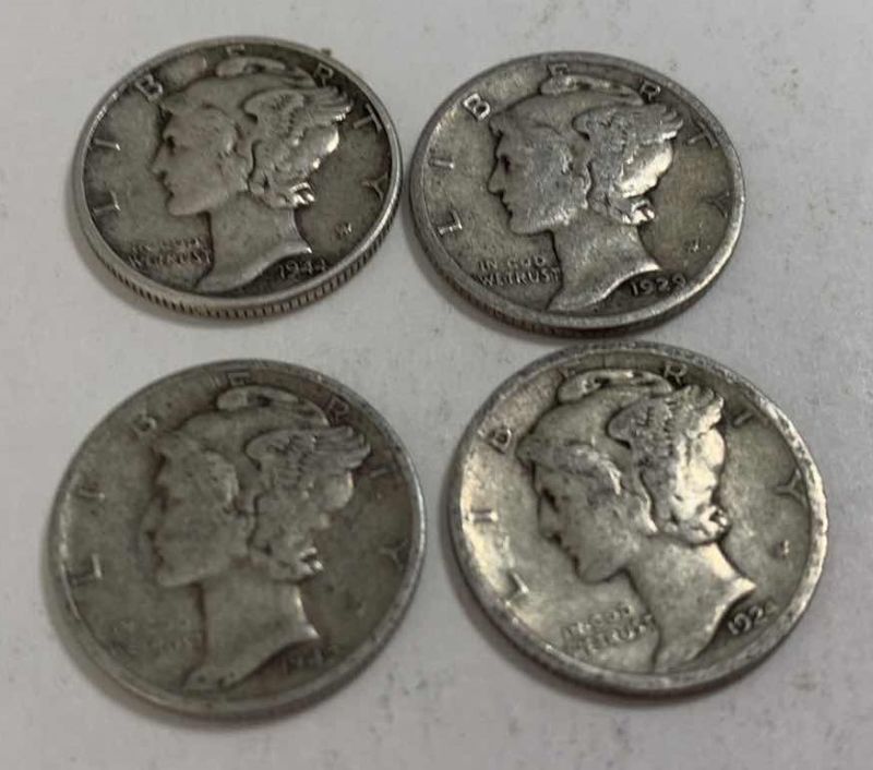 Photo 1 of FOUR MERCURY SILVER DIMES 90% SILVER