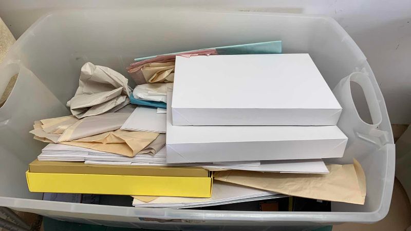 Photo 1 of 5-TOTES OF WRAPPING PAPER AND SUPPLIES