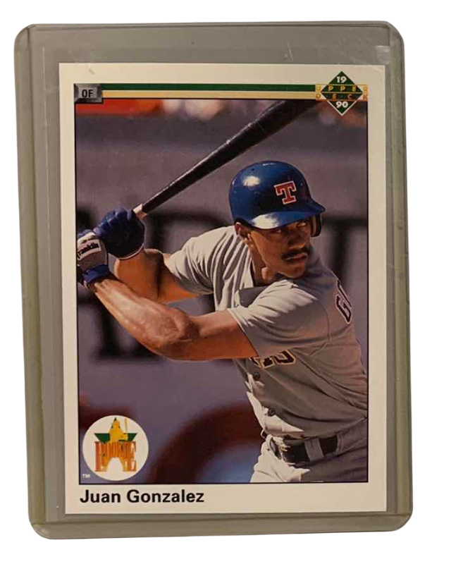 Photo 1 of 1990 UPPER DECK JUAN GONZALEZ ROOKIE 72 BASEBALL CARD