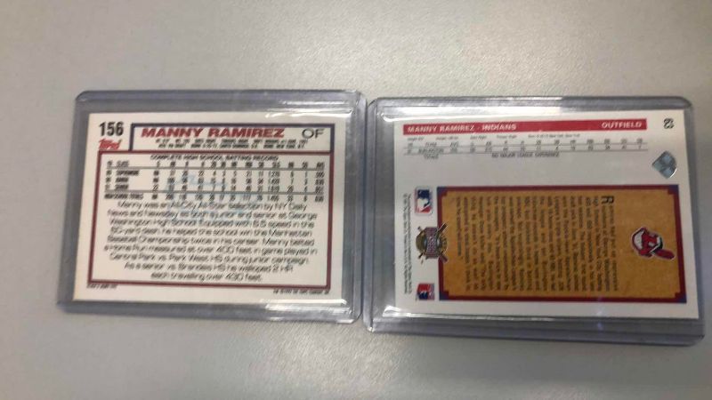 Photo 1 of 1991 UPPER DECK AND TOPPS MANNY RAMIREZ ROOKIE BASEBALL CARDS