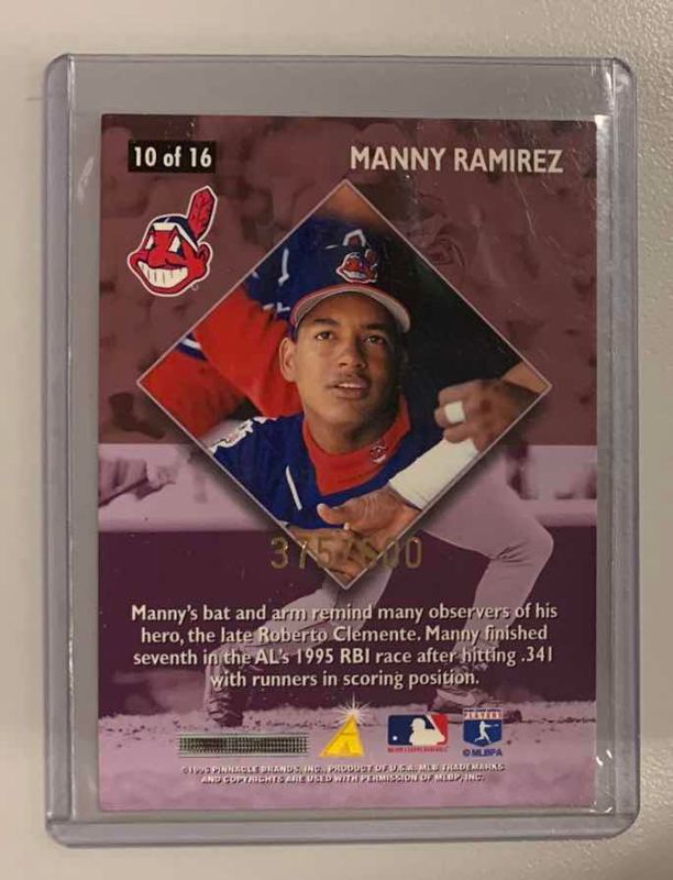 Photo 1 of 1996 PINNACLE SUMMIT MANNY RAMIREZ BIG BANG 375/600 BASEBALL CARD