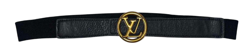 Photo 1 of WOMENS BLACK LEATHER LOUIS VUITTON LOGO BELT