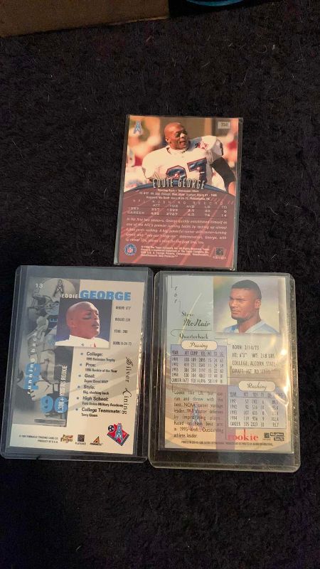 Photo 1 of 3-HOUSTON OILERS FOOTBALL CARDS: STEVE MCNAIR ROOKIE, EDDIE GEORGE NFL