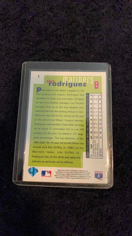 Photo 1 of 1994 UPPER DECK COLLECTORS CHOICE ALEX RODRIGUEZ ROOKIE CARD # 1 MLB BASEBALL