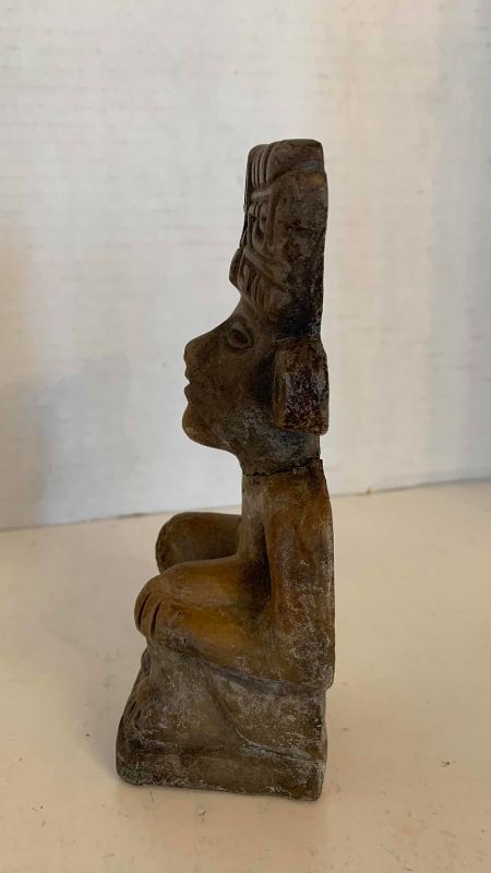 Photo 1 of PRE-COLUMBIAN STYLE AZTEC STONE FIGURE OF A WARRIOR 7”