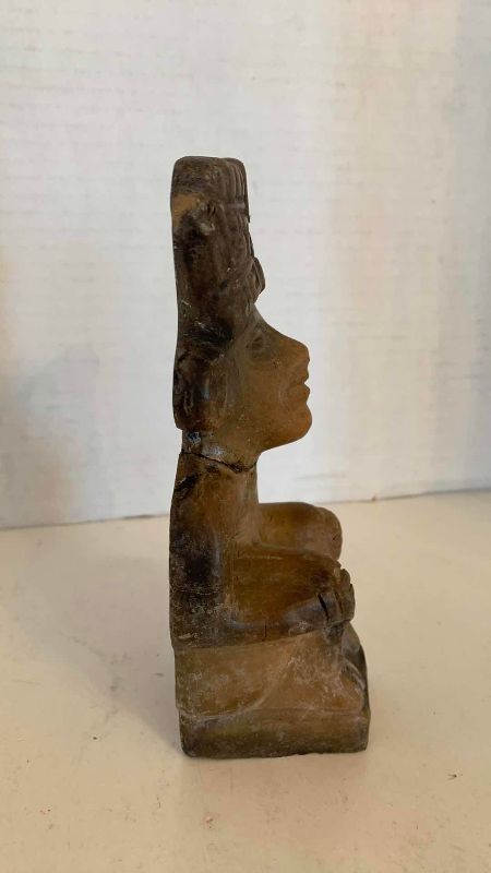 Photo 1 of PRE-COLUMBIAN STYLE AZTEC STONE FIGURE OF A WARRIOR 7”