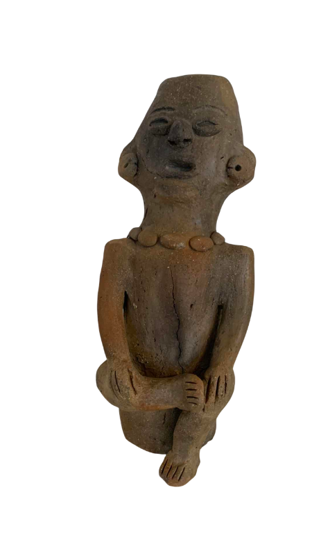 Photo 1 of PRE-COLUMBIAN STYLE MALE FIGURE SITTING STATUE 9”