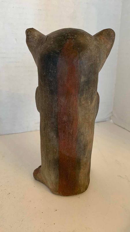 Photo 1 of PRE-COLUMBIAN STYLE FIGURE WITH CAT MASK STATUE 7”