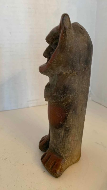 Photo 1 of PRE-COLUMBIAN STYLE FIGURE WITH CAT MASK STATUE 7”